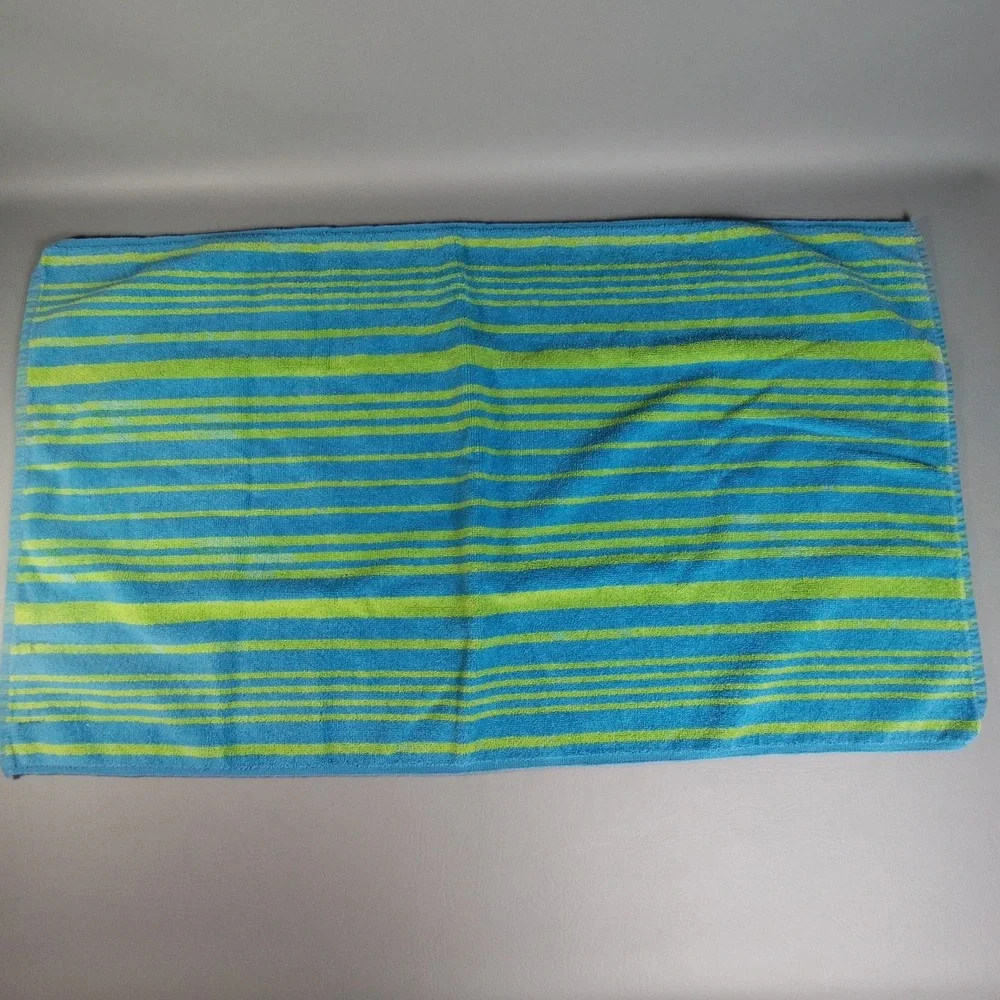 Vintage MCM Stevens Utica Fine Arts Collection 5pc. Towel Set Retro Blue & Lime